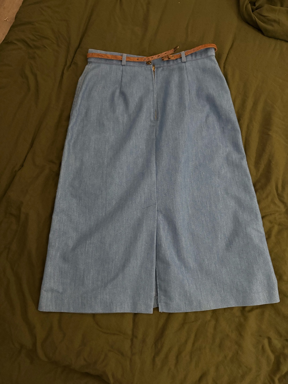 Light Blue A-Line Denim Skirt - Women